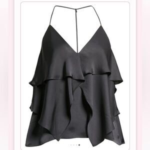 Rant Brook Brittany Black Tiered T Back Sleeveless Women's Top Large NWT